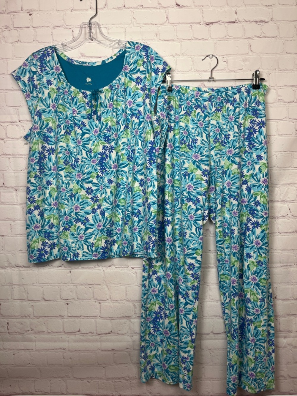 Carol Hochman Aqua Floral Pajama Set